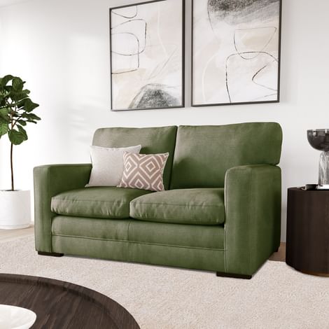 Arden 2 Seater Sofa, Olive Green House Plush Fabric