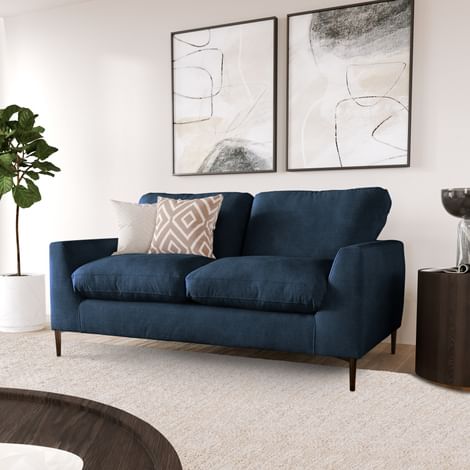 Lexi 2 Seater Sofa, Navy Blue House Plush Fabric