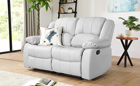 Dakota 2 Seater Recliner Sofa, Light Grey Classic Faux Leather
