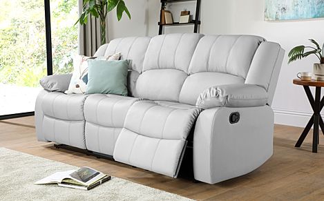 Dakota 3 Seater Recliner Sofa, Light Grey Classic Faux Leather Only £ ...