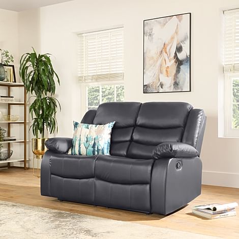 Sorrento 2 Seater Recliner Sofa, Grey Classic Faux Leather