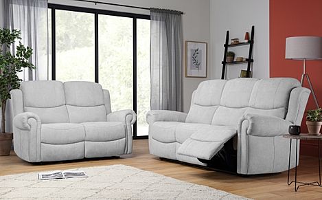 Hadlow Dove Grey Plush Fabric 3+2 Seater Recliner Sofa Set | Furniture ...