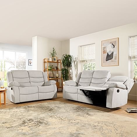 Beaumont grey leather recliner corner deals sofa