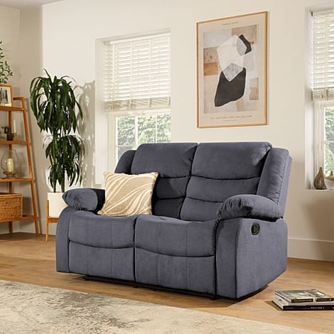 Sorrento 2 Seater Recliner Sofa, Slate Grey Classic Plush Fabric