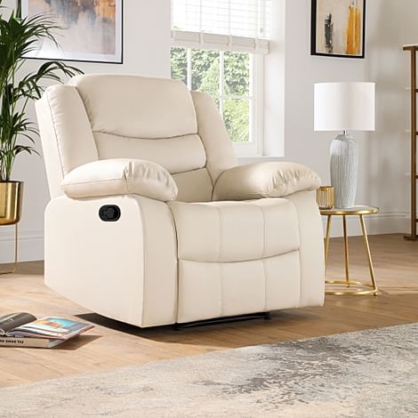 Sorrento Recliner Armchair, Ivory Classic Faux Leather