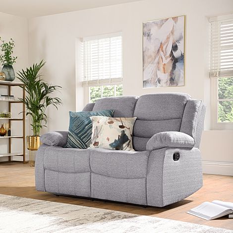 Sorrento 2 Seater Recliner Sofa, Light Grey Classic Linen-Weave Fabric