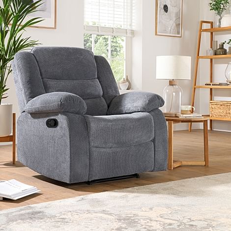Sorrento Recliner Armchair, Dark Grey Dotted Cord Fabric