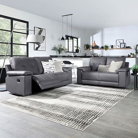 Montana 3+2 Seater Recliner Sofa Set, Grey Premium Faux Leather