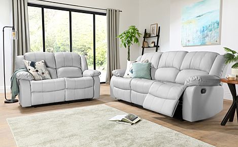 Dakota 3+2 Seater Recliner Sofa Set, Light Grey Premium Faux Leather