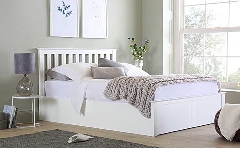 Phoenix White Wooden Ottoman King Size Bed | Furniture And Choice