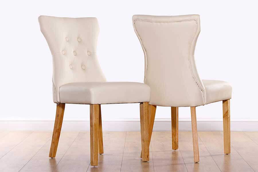 ivory chairs in dining room