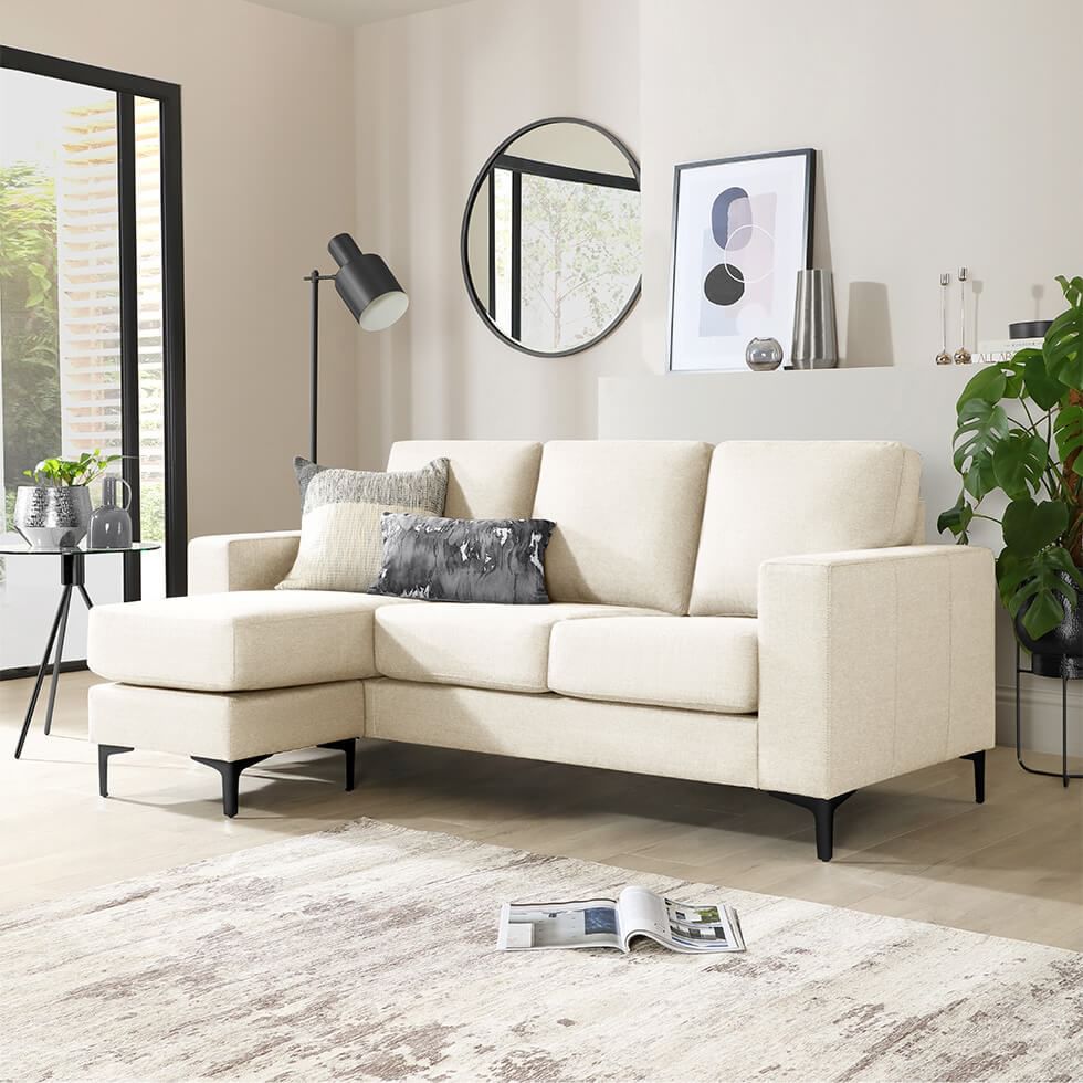 Cream living room with lots of natural lighting