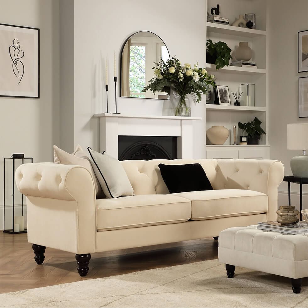 Cream living room with country style decor