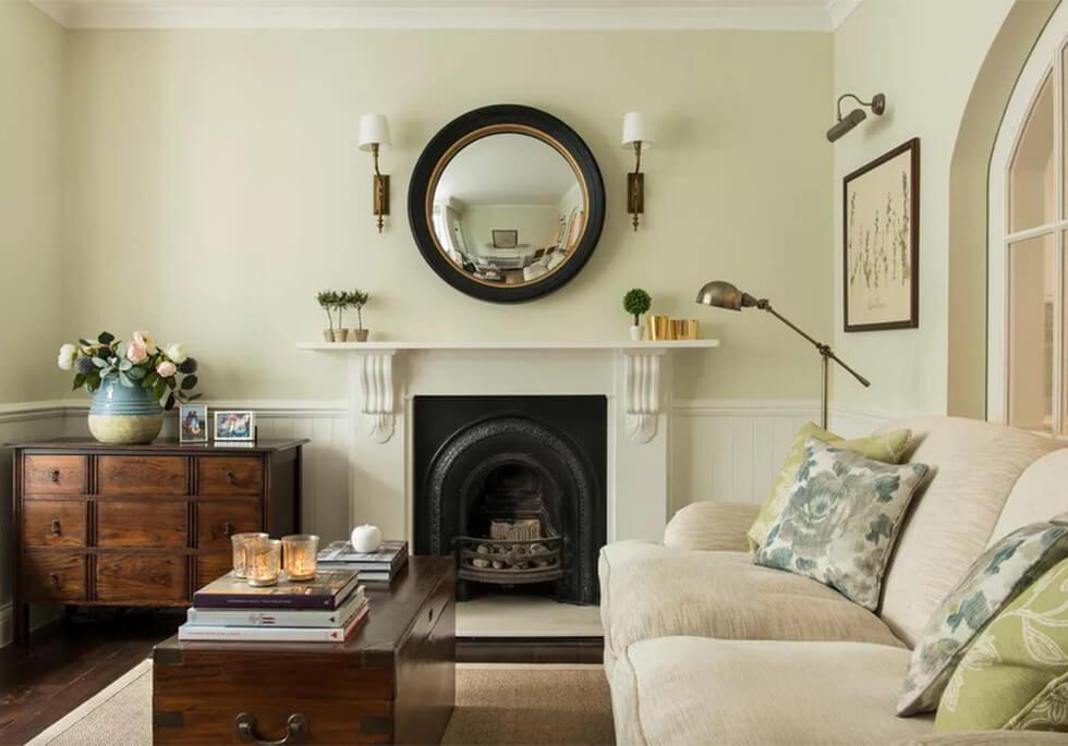 olive and cream living room