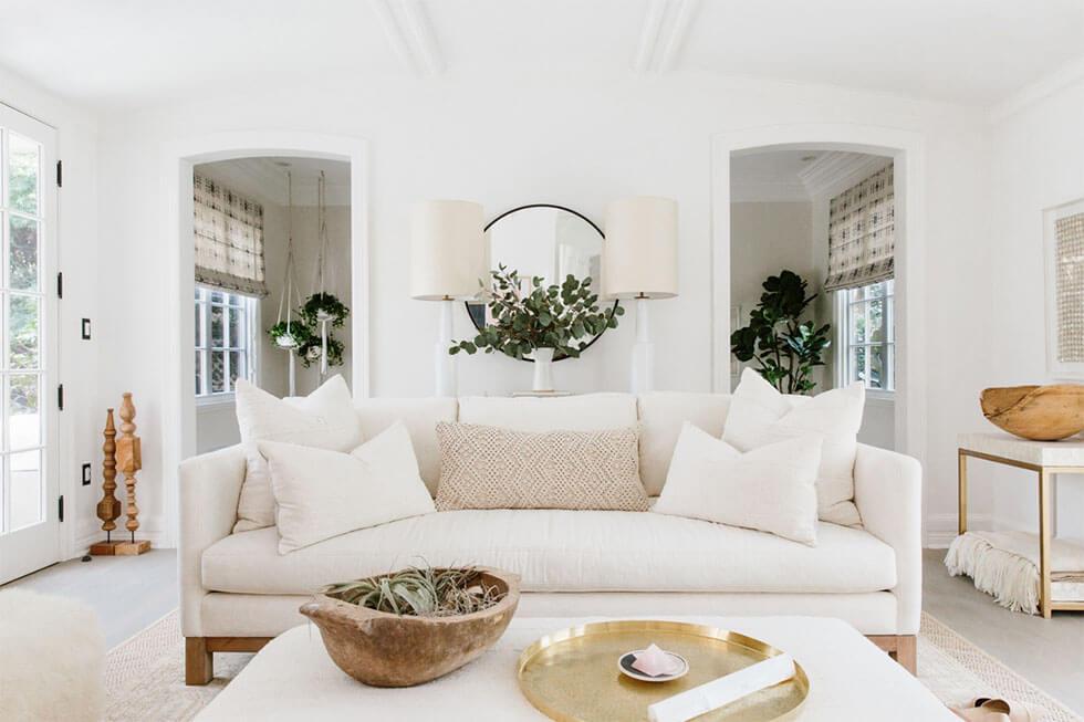 Airy living room with neutral accents.