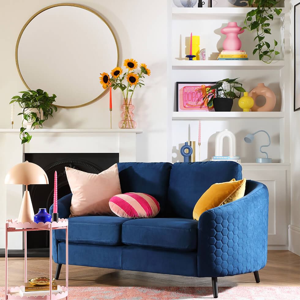 Living room with colourful and cheerful accents