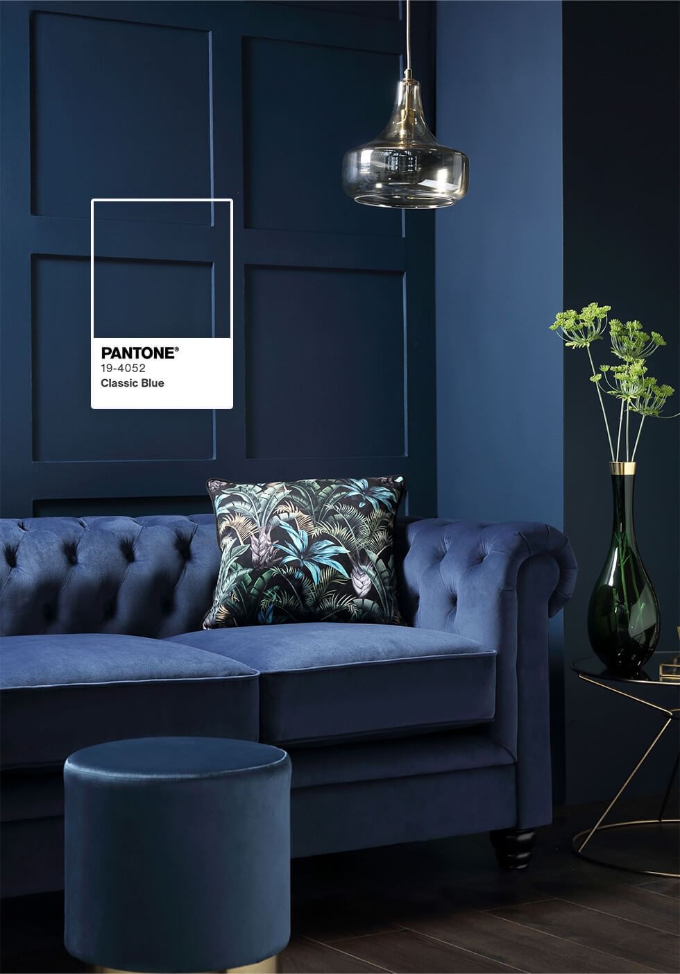 Chesterfield sofa in Pantone's Classic Blue