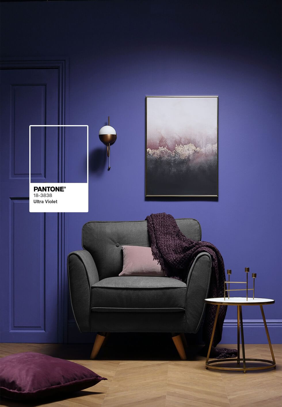 Feature wall with Pantone Colour of the Year Ultra Violet