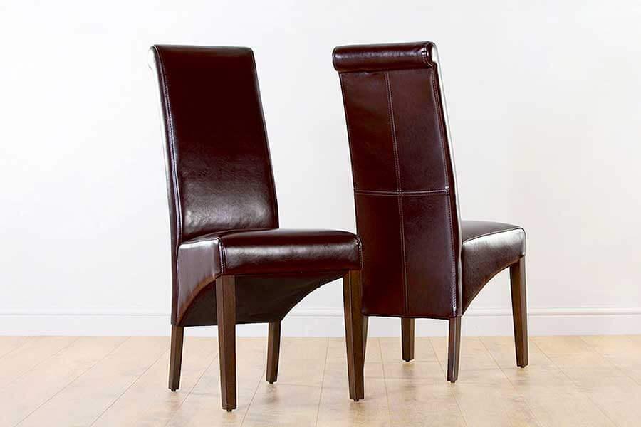 Dining Room Seating Chair Brown Leather