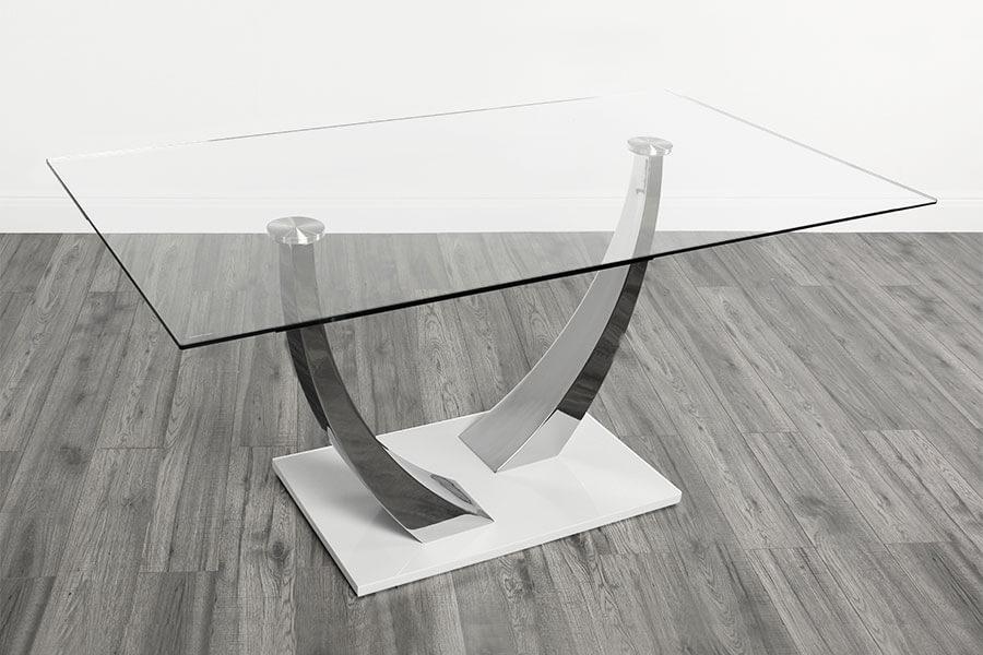 Glass dining table deals 140cm